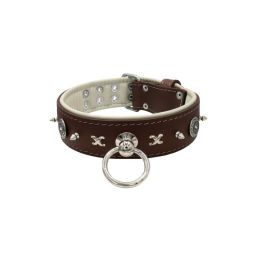 Round carved shield with rhinestones and carved x with Lining Leather – KD01078/70/50/BR/09