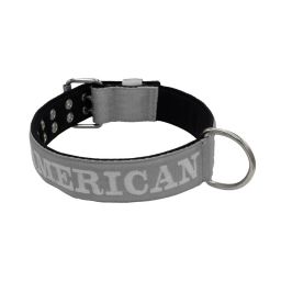 Belt collar polyester and neoprene lining with embroidery – KI01007/65/50/GY/01