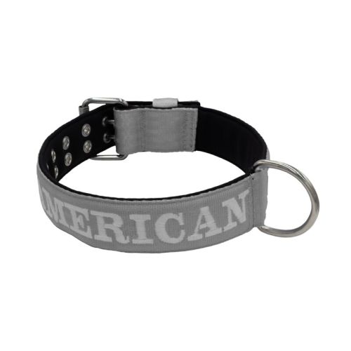 Belt collar polyester and neoprene lining with embroidery – KI01007/70/50/GY/01