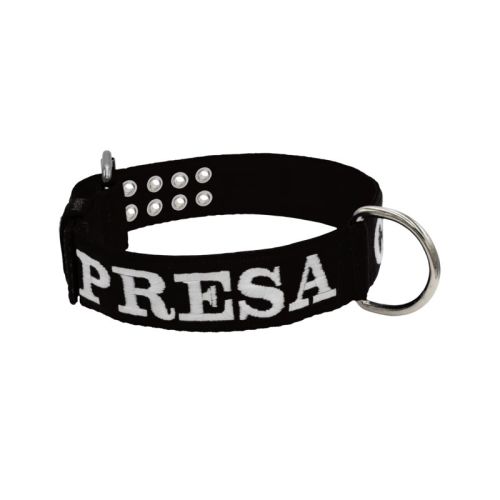 Collar de perro de poliamida con triple correa y bordado, 5cm – KI01006/65/50/BK/00