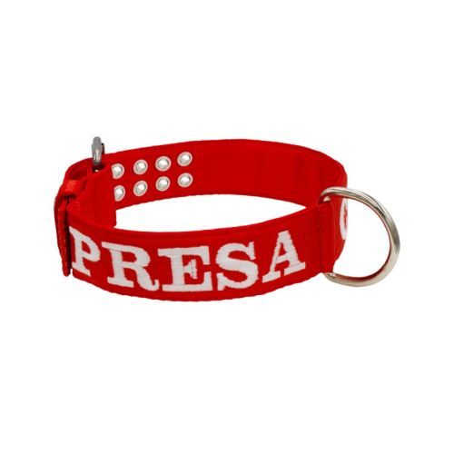 Collar de perro de poliamida con triple correa y bordado, 5cm – KI01006/65/50/RD/00