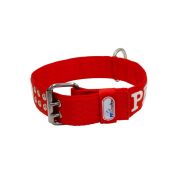 Collar de perro de poliamida con triple correa y bordado, 5cm – KI01006/75/50/RD/00