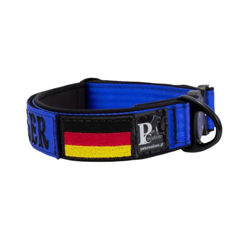 Collar de perro táctico de poliamida y neopreno con bordado, 5 cm de ancho – KI01011/55/50/BL/01