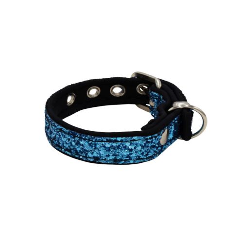 Collar de perro con correa de tela brillante de 2 cm y forro de neopreno – KI01012/35/20/LB/01