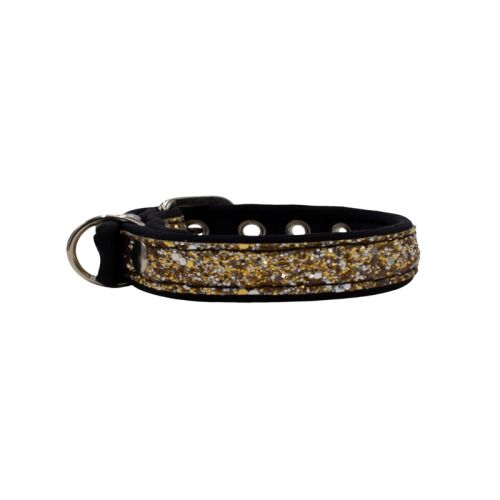 Collar de perro con tela brillante de 2,5 cm, cincha y forro de neopreno – KI01013/45/25/GL/01