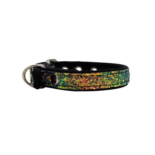 Collar de perro con tela brillante de 2,5 cm, cincha y forro de neopreno – KI01013/45/25/GO/01