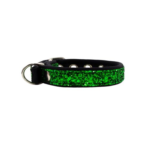 Collar de perro con tela brillante de 2,5 cm, cincha y forro de neopreno – KI01013/45/25/GR/01