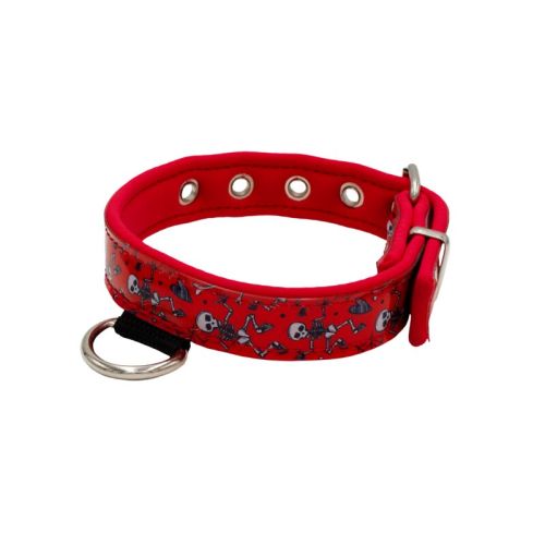 Collar de perro con doble correa de poliamida, acolchado de neopreno de 4 cm y bordado – KI01014/40/20/P1/04