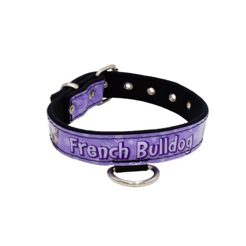 Collar de perro con impresión de vinilo y forro de neopreno (Bulldog francés) – KI01017/40/20/P4/01