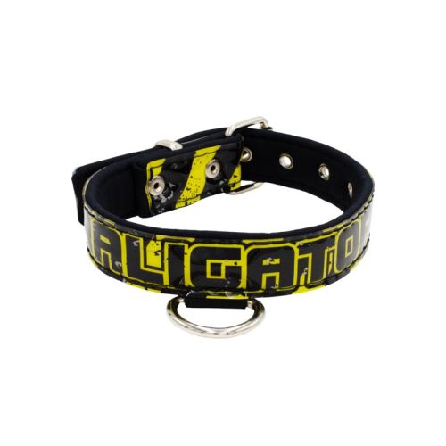 Collar de perro con impresión de vinilo y forro de neopreno (Μaligator Negro Amarillo) – KI01018/55/25/P5/01