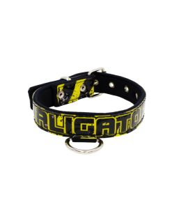 Dog Collar with Vinyl Print and Neoprene Lining (Μaligator Black Yellow)